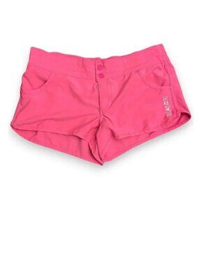 Y2k Billabong Micro Mini Snap Shorts Hot Neon Pink Large Juniors Surf Beach